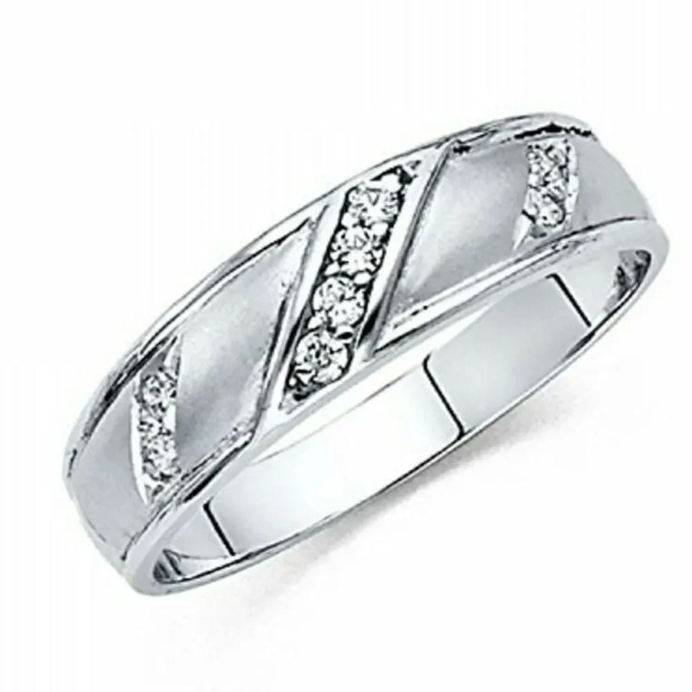 14k Solid White Gold Men's Wedding Band